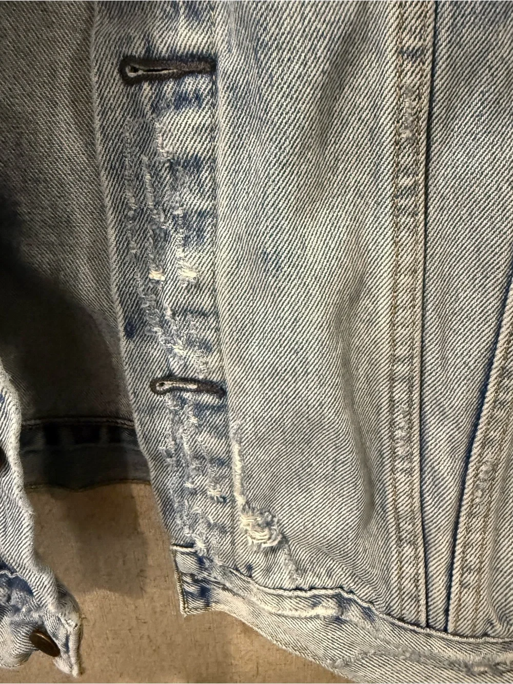 Levi's Light Wash Distressed Denim Trucker Jacket - Men's size Large